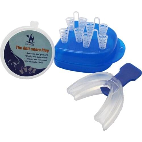 Anti Snoring Breathe Easy Sleep Nose Clip +Stop Snore Mouthguard Silicone Mouthpiece Apnea Guard For Men Women anti snoring