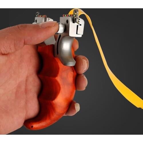 Slingshot Hunting Stainless Steel Head Catapult Wood Handle Shooting Sling Shot Outdoor Game with Flat Rubber Band 2019 New