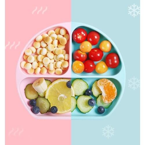 Children Feeding Silicone Plate Baby Silica Gel Dishes Toddler Training Eating Dinnerware Kids Suction Bowl Baby Tableware
