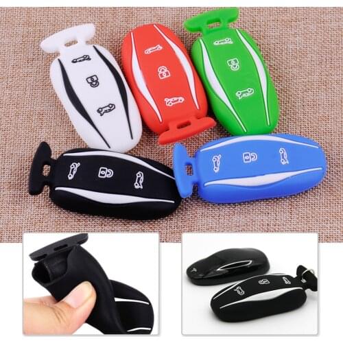 CITALL Silicone 3 Buttons Car Remote Key Fob Skin Shell Cover Case Holder Fit For Tesla Model S X