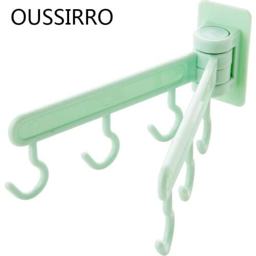 Candy colors Multi-purpose Rotatable Viscose Wall-mounted Plastic Kitchen Bathroom Wall Door Hook Towel Hanging Storage Rack