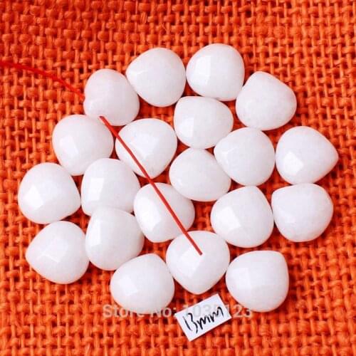 High Quality 13mm Natural White Jades Faceted Heart Shape Loose Gems Beads Strand 5Pcs DIY Creative Jewellery Making w3135