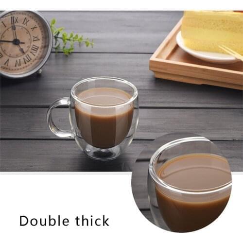 High Quality 200ML Double-layer Transparent Glass Coffee Cup with Tea Set Mug Beer Drink Milk Heat-resistant Cup In stock