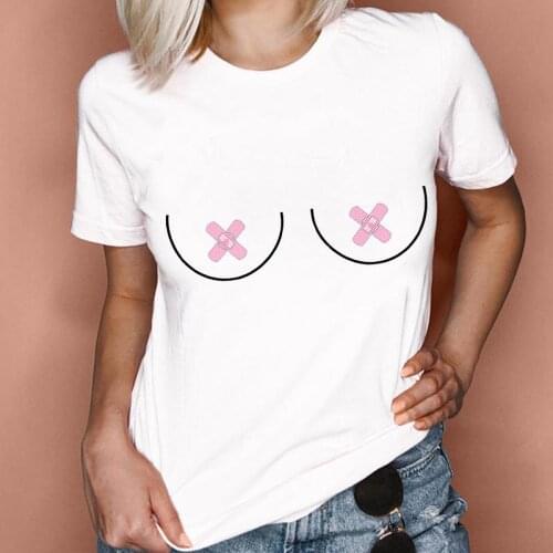 Womens T-shirts Funny Chest Print Tees Harajuku Graphic T Shirt Tops Female Summer Short Sleeve T-shirt Femme Plus Size