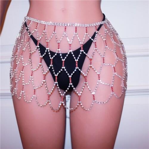 Women Heart Belt Wedding Fashion Wave Fringe Skirt Waist Chain Night Club Disco Female Crystal Dress Rhinestone Body Jewelry