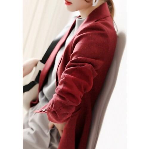 Spring Red Coat Women Autumn Wool Jacket Korean Fashion Blazer Ladies Coats Overcoat Abrigos Mujer Elegante 2020 KJ5258
