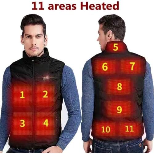 New 11 Heated Jacket Fashion Men Women Coat Clothes Intelligent USB Electric Heating Thermal Warm Clothes Winter Heated Vest