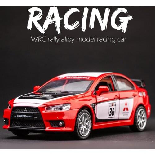 1:32 Mitsubishi Lancer Evolution Racing Alloy Diecast Metal Vehicles Toy Car Model Simulation Sound Light Collectible Kids Gift