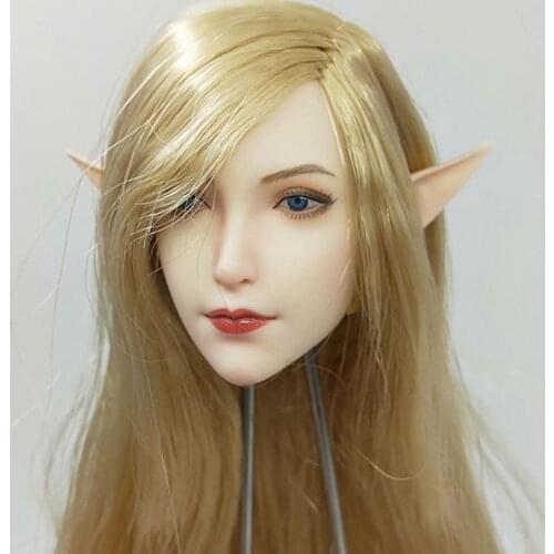 1/6 SUPER DUCK SET043 Female Elf Head Sculpt with Replaceable Ear Blonde Hair Girl Head Carving Fit 12'' Action Figure Body