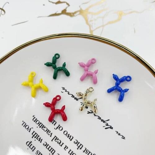 10pcs/pack 3D Balloon Dog Metal Charms Pendant Earring Bracelet DIY Necklace Jewelry Making