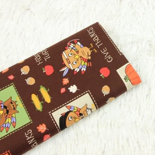 140CM Cartoon Thanksgiving Print 100% Cotton Fabric for Kids Clothes Sewing Tissues Quilting Needlework Material DIY Cloth