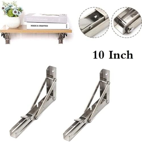 2 Pc Folding Shelf Brackets Stainless Steel Collapsible Wall Mounted Folding Shelf Brackets For Bathroom Bedroom Home Decoration