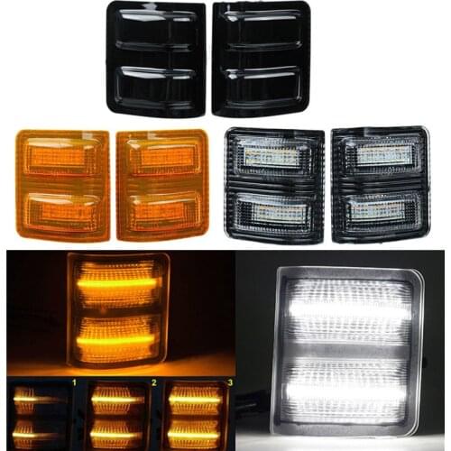 2x Normal/Dynamic Side Mirror Marker Lights For Ford F250 F350 F450 2008-2016 Super Duty Turn Signal Amber & Running White