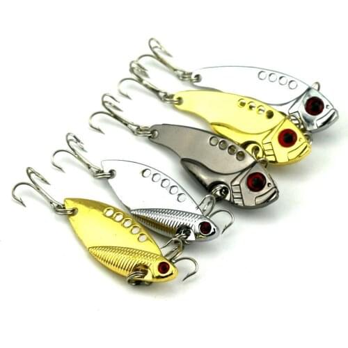 5PC/bag Vivid 3D Eyes Metal VIB Hard Lures Vibrations Spoon Bait Bass Sharp Hook Spinning Artificial Bait Cicada Lure Fishing Ta