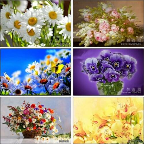 5D DIY Full Diamond Embroidery Flower Diamond Mosaic Full Drill Square Diamond Painting Cross Stitch Posters Chrysanthemum