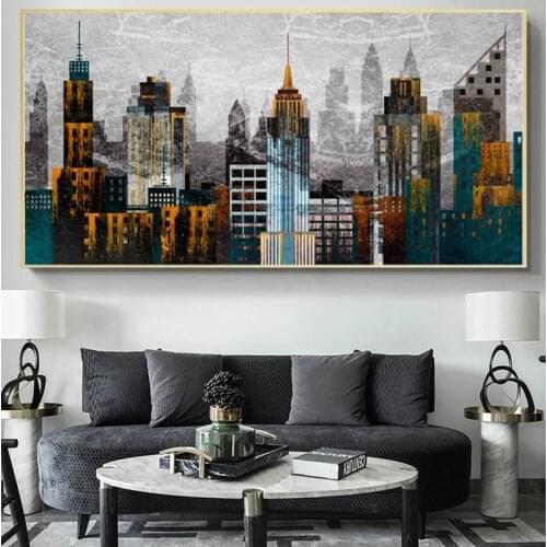 Abstract City Landscape Decorative Paintings Vintage Canvas Pictures Nordic Living Room Home Cuadros Wall Art Posters HD Print