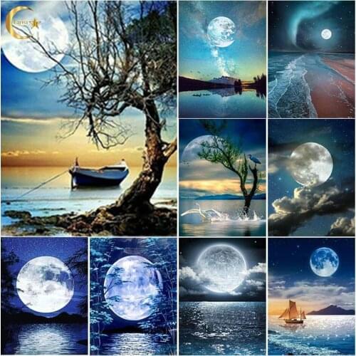 5D DIY Diamond Painting Moonlight Diamond Embroidery Moonscape Cross Stitch Manual Art Gift Full Square Round Drill Home Decor