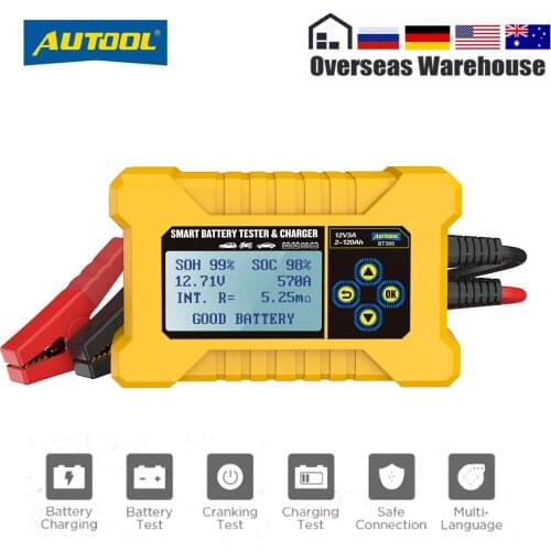 AUTOOL BT380 Car Battery Tester & Car Battery Charged Tool Automotive Battery Tester Analyzer 12V Vehicle Power Bank CCA2400
