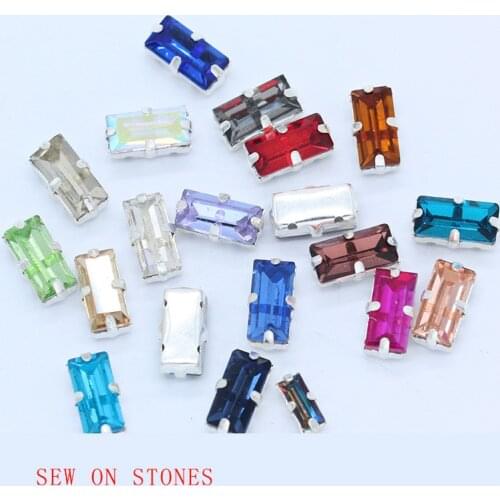 Shiny 24colors 4szsew on Tear Rectangle setting Rhinestone Crystal /diamantes/Montees/jewelrys/wedding dress shoes bag Diy Trim