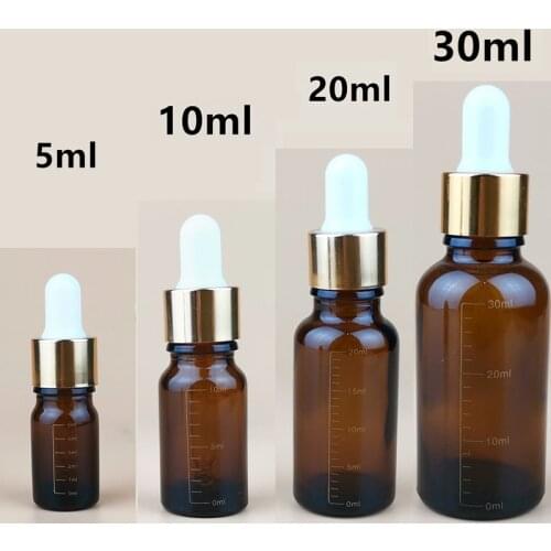 Dropper Bottles with Scale 5ml-30ml Reagent Eye Drop Refillable Bottles Travel Amber Glass Aromatherapy Liquid Pipette Bottle