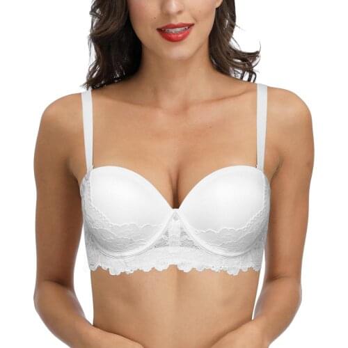 Vgplay Padded Push Up Women Bra Solid White Lace Lingerie Multiway Strapless Bra For Women Backless Convertible Plus Size Bras