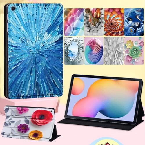For Samsung Galaxy Tab S6 Lite P610/P615 10.4 Inch Anti-fall Tablet Cover Case 3D Pattern Series Leather Stand Flip Tablet Case