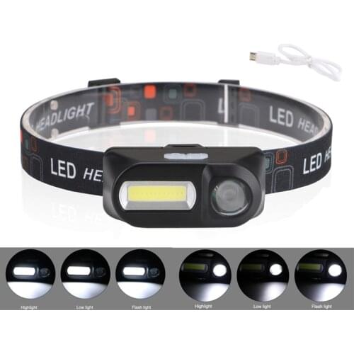 COB LED 6-mode Headlight Headlamp USB Rechargeable Mini Waterproof Flashlight for Auto Repair Outdoor Night Fishing Headlight