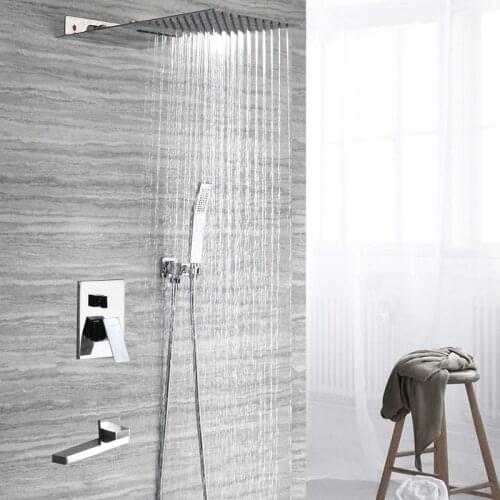 Rain Shower Faucet Set Single Handle Cold And Hot Mixer Taps Waterfall Tub Spout Hand Shower For Bathroom Faucets