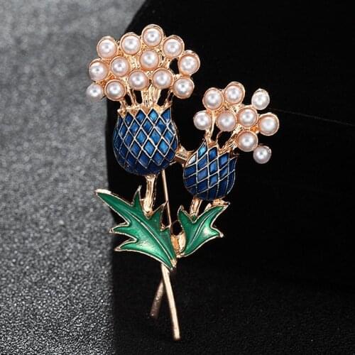 Luxury Brand Pearl Flower Brooch Jewelry Brand Perfect Womens Blue Enamel Scarf Pins And Brooch Bouquet Hats Accessory