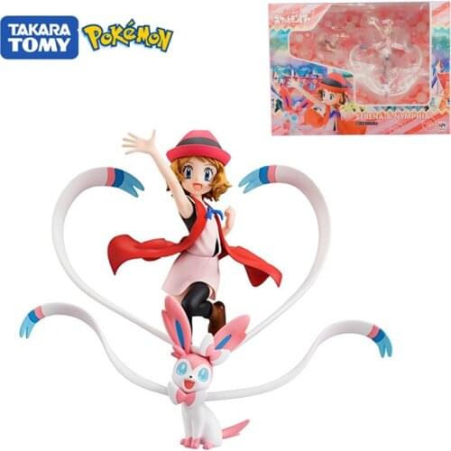 Original Pokemon 14cm Protagonist Toy Figure Serena Sylveon Action Figure Toy PVC Boys and Girl Model Collection Ornaments Toys