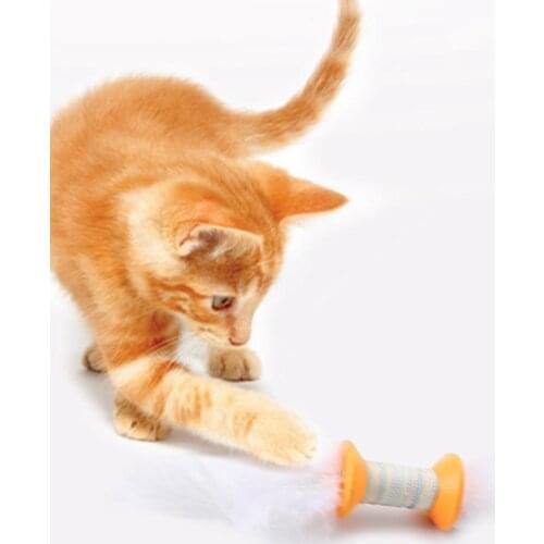 Dumbbell Cat Toy Funny Feather kitten Play Toy Pet Cat Roller Playing Toy with Bells Interactive Toys for Cats
