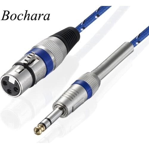 Bochara Fabric Braided 1/4'' Jack 6.35mm Stereo Male to XLR Female Microphone Cable Foil+Braided Shielding 1.8m 3m 5m 10m