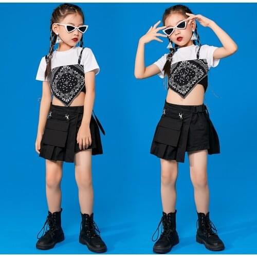 Jazz Costume Girls Hip Hop Clothing Irregular Tops Street Dance Catwalk Stage Costume Ballroom Cheerlead Dance Clothes DNV15123