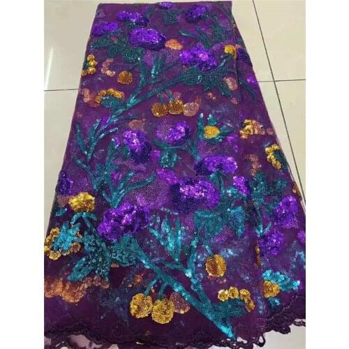 Sequins Lace High Quality French Net Lace African Mesh Lace Fabrics With Embroidery