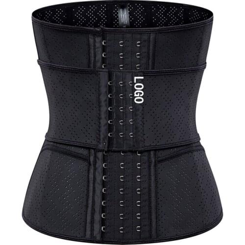 YAGIMI logo print Latex Waist Trainers Slimming Sweat Belt Waist Support Trimmer Belt Corset Breasted Hollow Out Breathable