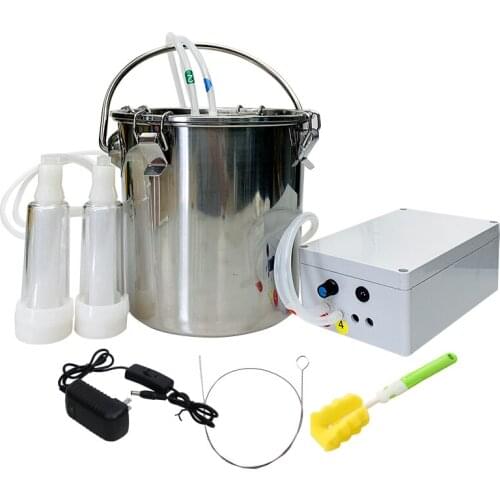 5L Upgraded Electric Milking Machine Milker For Cattle Sheep Integrated Pump Stainless Steel Bucket Farm Breeding Equipments