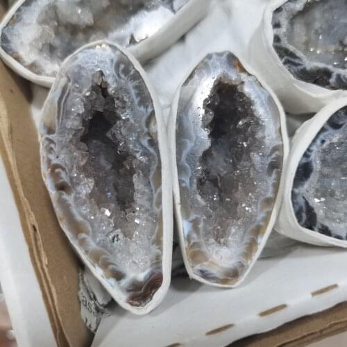 Natural Agate Geode Crystal Hole Mineral Specimen Contains Clean Crystal Clusters Beautiful Stones and Crystals Agate Slice