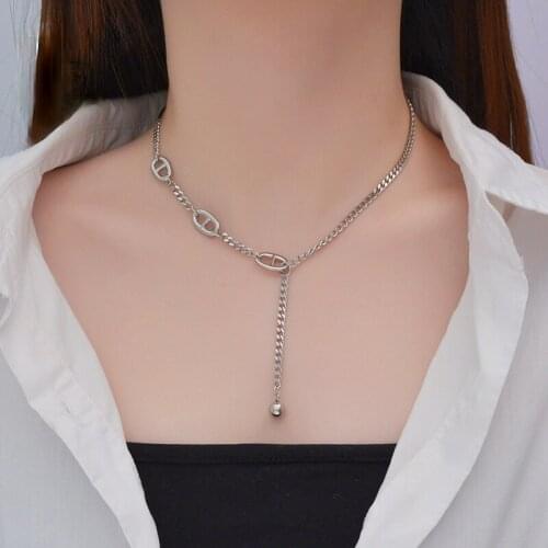 Charm Pig Snout Pendant Necklace for Women Choker Stainless Steel Jewelry Never Change Color Chains