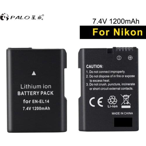 PALO 2pcs bateria EN-EL14 7.4V digital batteries camera Battery en el14 for Nikon DF d3100 d5300 d3400 d3200 d5100 P7700 P7800