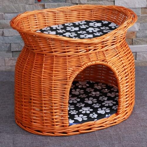 Rattan Wicker Cat Nest Four Seasons Pet Dogs House Dog Beds for Small Dogs Teddy Mat Hand Washable Puppy Bed Cat Kennel Sofas