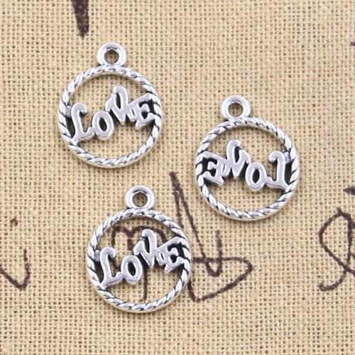 20pcs Charms Love 19x15mm Antique Silver Color Pendants DIY Crafts Making Findings Handmade Tibetan Jewelry