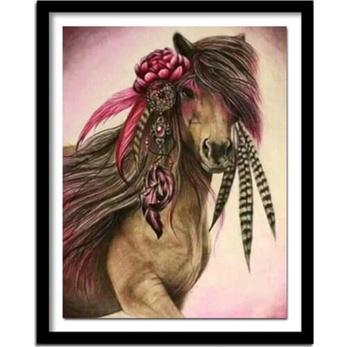 Full Square Diamond 5D DIY Diamond Painting "Flower & Horse" Embroidery Cross Stitch Rhinestone Painting Home Decor