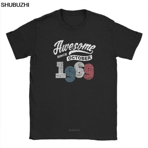 Awesome Since October 1969 T Shirt Vintage 50 Years Old 50th Birthday Mens 100% Cotton T-Shirt Clothing Gift for Father sbz8108