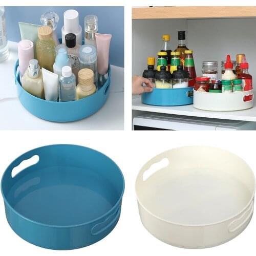 Turntable Condiment Jar Kitchen Storage Tray Table Top Makeup Holder Rack