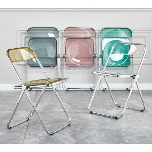 Nordic dining chair transparent simple chair modern ins net red photo makeup stool acrylic metal negotiation folding chair