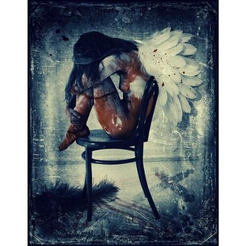 Rhinestone Painting Crystal Home Decor DIY Diamond Painting Square/Round Cross Stitch Lonely Angel Pattern Diamond Embroidery