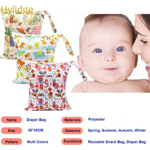 Waterproof Travel Small Reusable Snack Bag Cute Cartoon Printed Baby Diaper Bag for Mommy Storage Stroller Accessories 30*36cm
