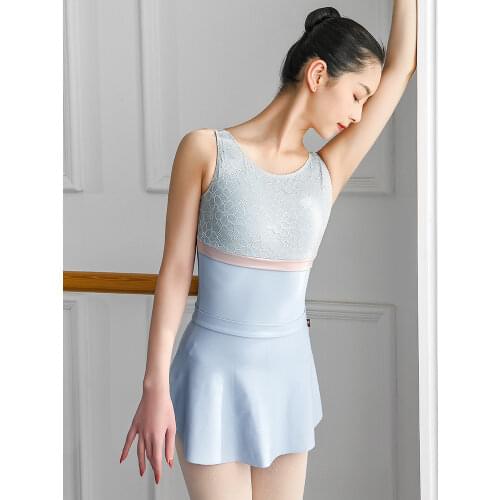 Ballet Leotards For Women With Lace And Round Collar Leotard For Dance Girls Light Blue Gymnastic Swimsuit Simple And New