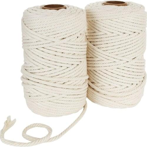 Natural Beige Cotton Macrame Rope String Ribbon Sewing Crafts DIY Cord Home Room Wedding Christmas Decor 1mm 2mm 3mm 4mm 5mm 6mm