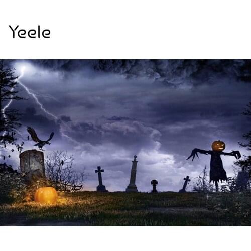 Yeele Halloween Photocall Backdrop Night Pumpkin Dark Clouds Baby Portrait Background Prop Photographic Photography Photo Studio